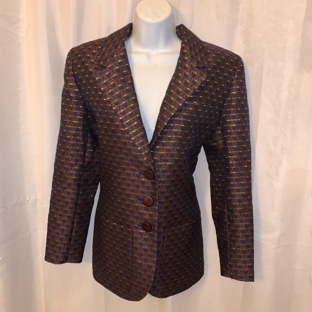 vintage SAINT LAURENT size 10 floral BLAZER